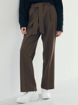 LeftSeoul Belted Wide-leg Pants - Brown