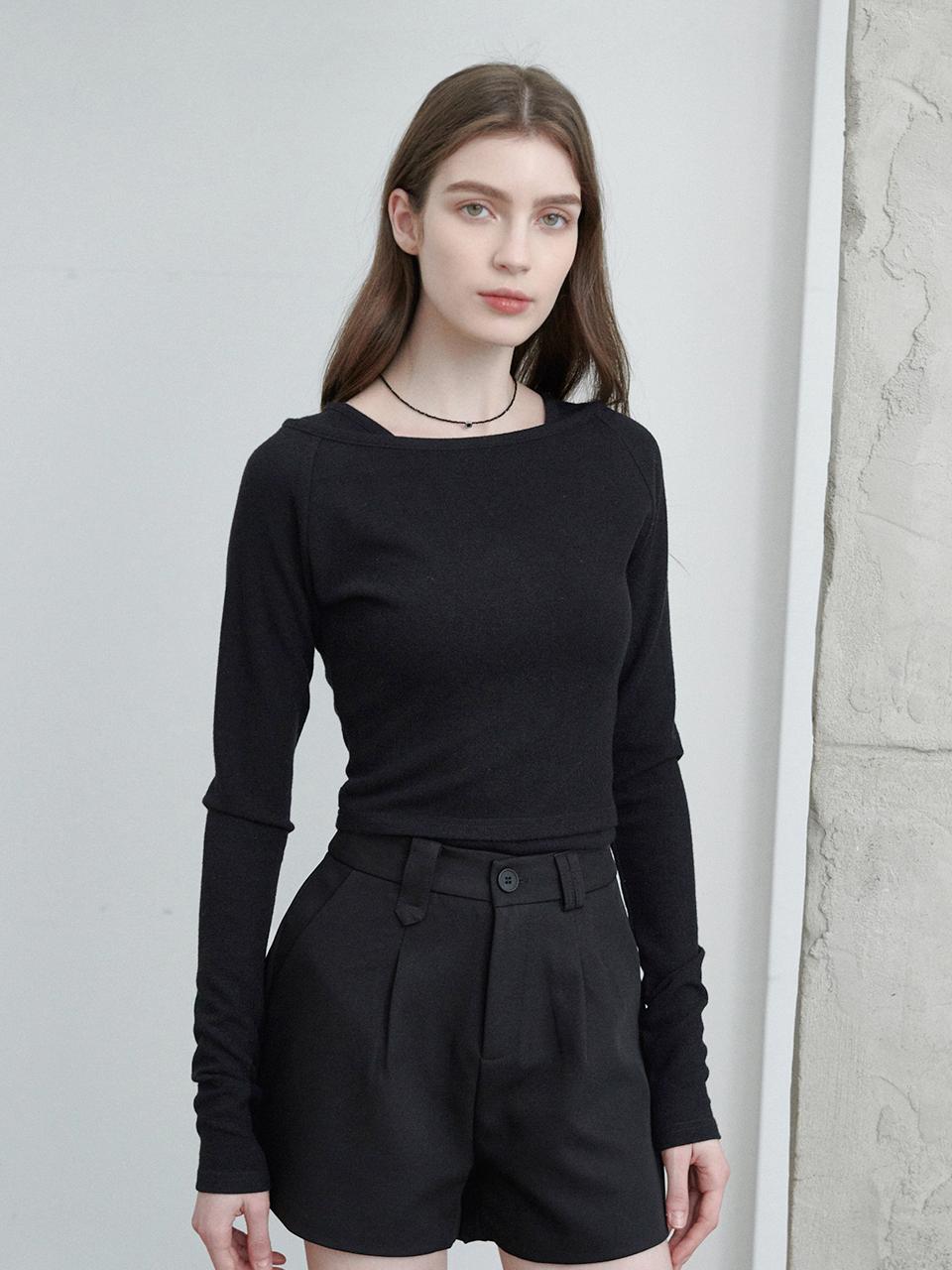 LeftSeoul Cotton Layered Top - Black