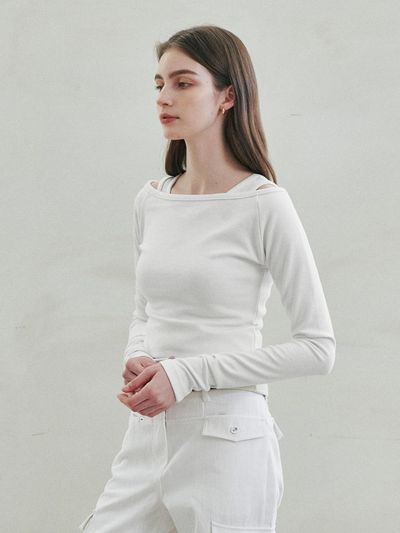 LeftSeoul Cotton Layered Top - White