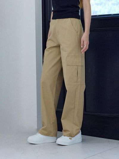 LeftSeoul Loose fit string cargo pants [beige]