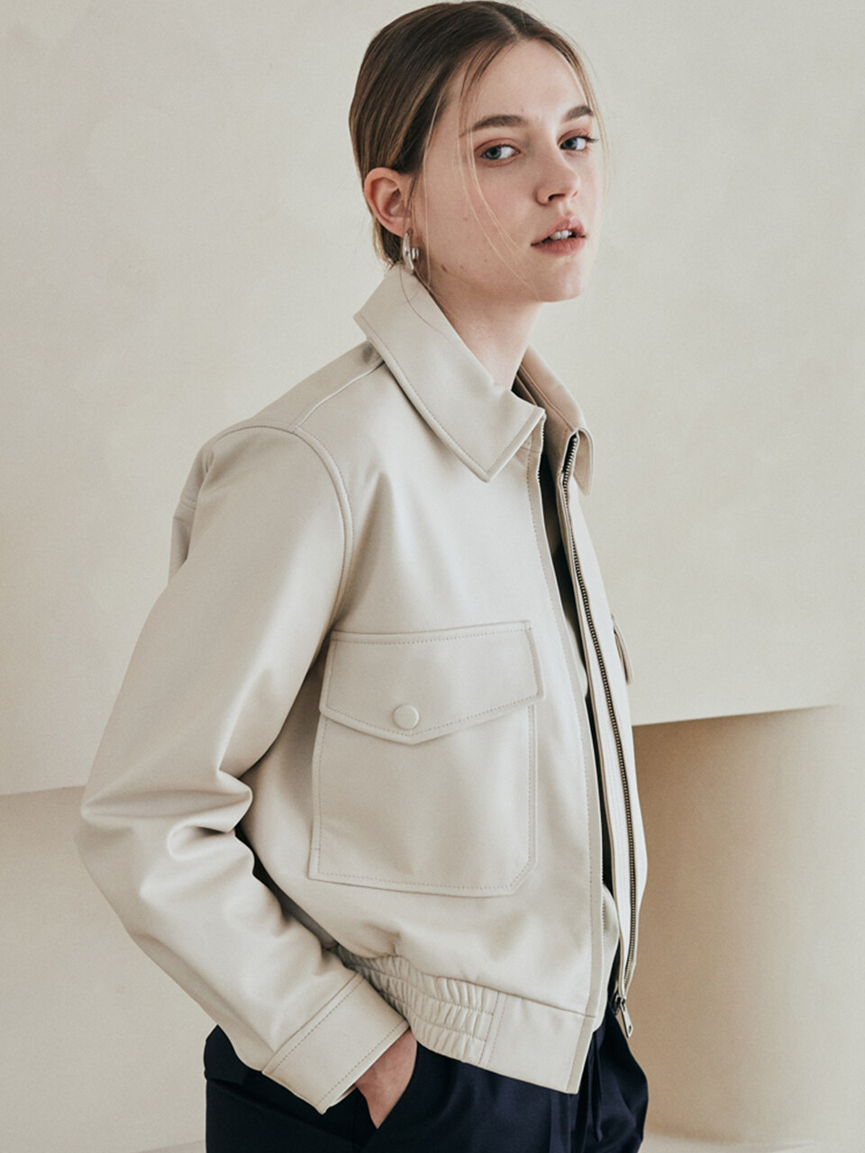 LeftSeoul Real Lambskin Pocket Cropped Jacket