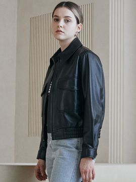 LeftSeoul Real Lambskin Pocket Cropped Jacket_BlackShell: 10