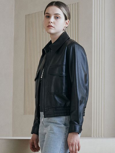 LeftSeoul Real Lambskin Pocket Cropped Jacket_BlackShell: 10