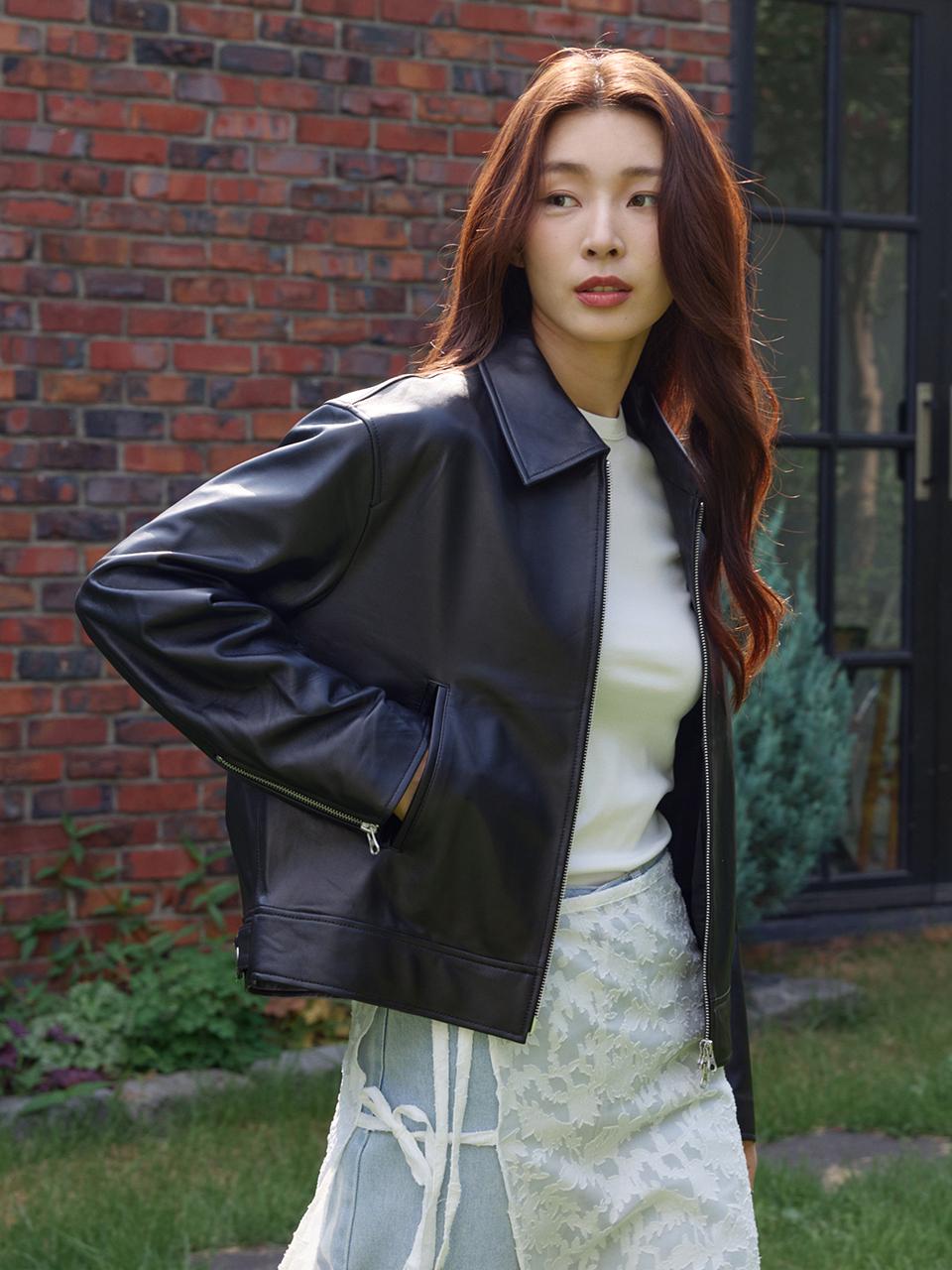 LeftSeoul Unisex Real Lambskin Neat Jacket [BK]