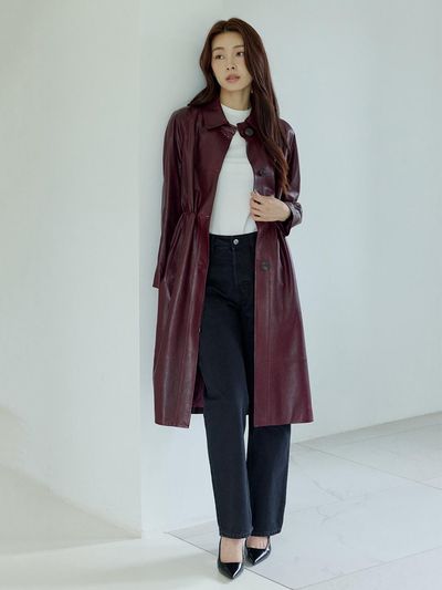 LeftSeoul Unisex Vegetable Sheepskin Balmacan Coat [BU]