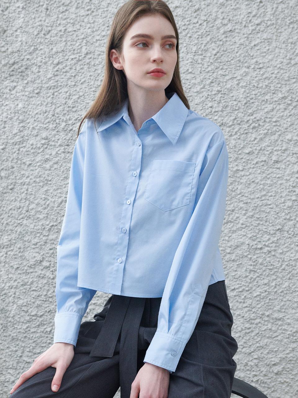 LeftSeoul Wrinkle Free Basic Pocket Shirt - Sky