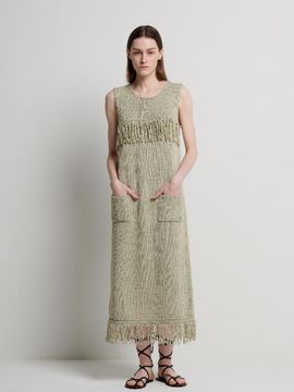 LEGERE Tassel Long Knit Dress_Light Khaki