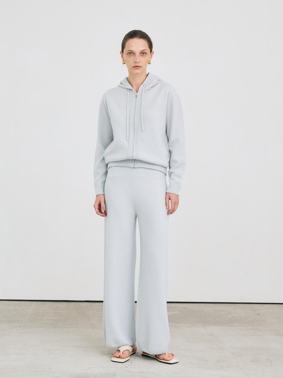 LEHEE semi wide knit pants - by italy cashmere 100%