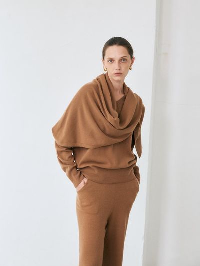 LEHEE V-neck pullover - italy cashmere 20% (light brown)