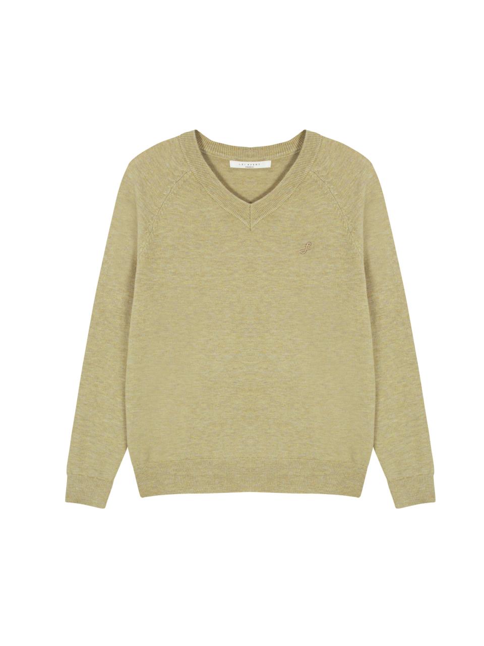 LEI AVERY Cashmere Wool V-neck Relaxed Knit [Green]