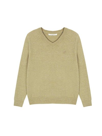 LEI AVERY Cashmere Wool V-neck Relaxed Knit [Green]