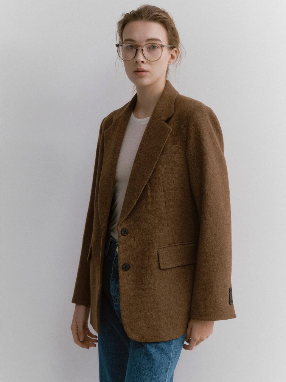 LEI AVERY Herringbone Wool Jacket (Brown)