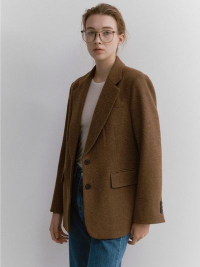 LEI AVERY Herringbone Wool Jacket (Brown)