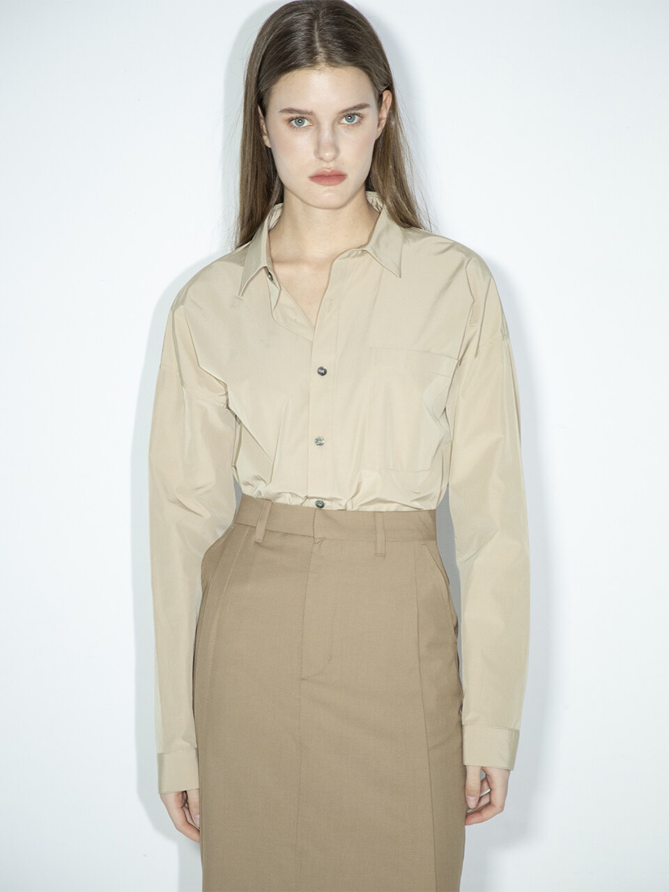 LEIE Dara Long Sleeve Shirt _Beige