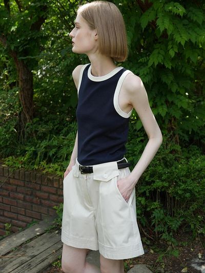 LEIE MUA COTTON SLEEVELESS TOP (NAVY)