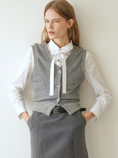LEIE Sweater Vest Cardigan (Gray)