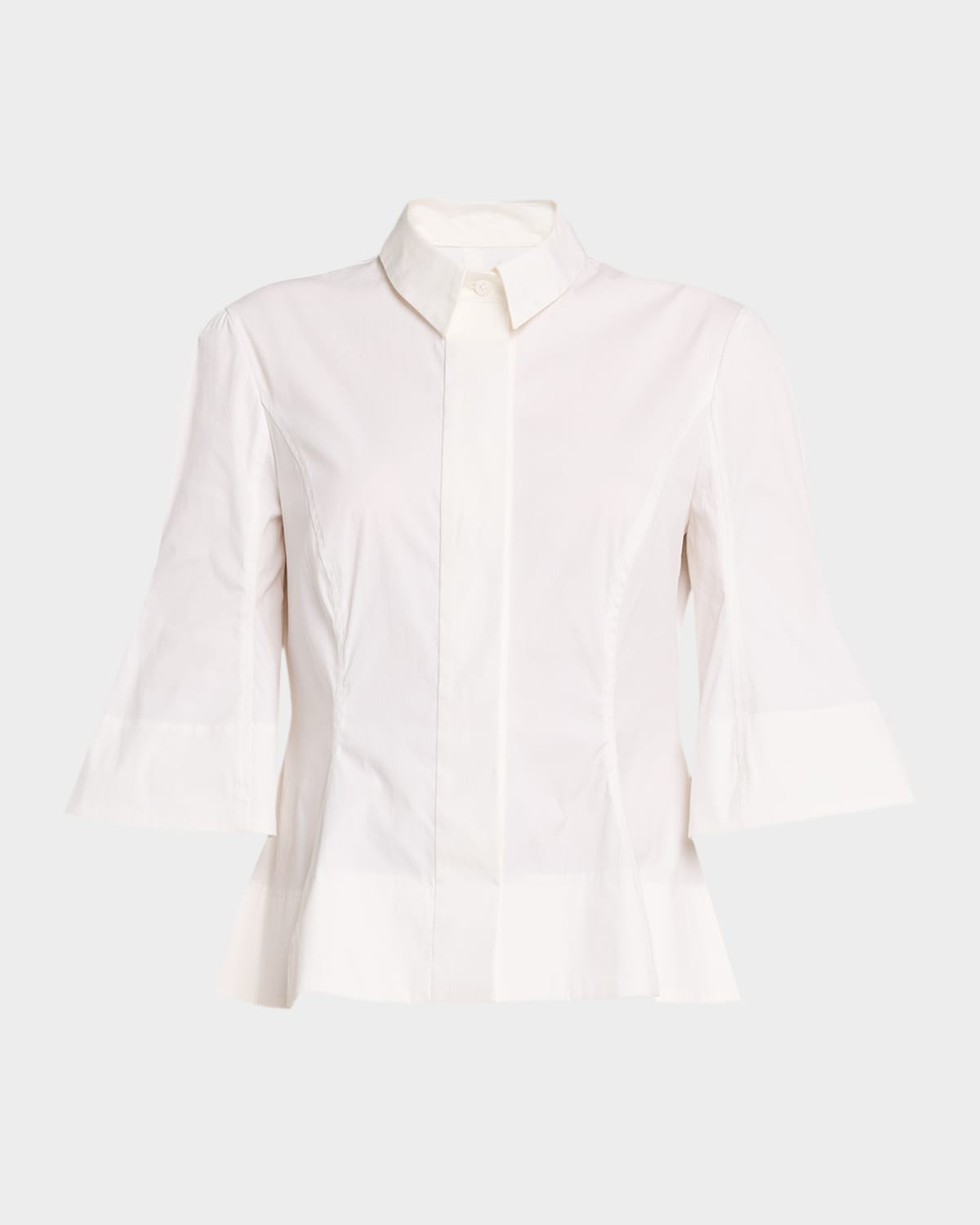 Lela Rose Cotton Poplin Tiered Mini Shirtdress
