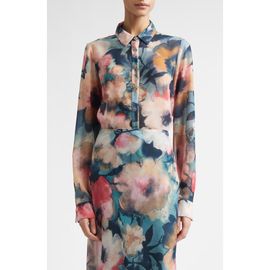 Lela Rose Lela Rose Abstract Floral Chiffon Button-Up Shirt