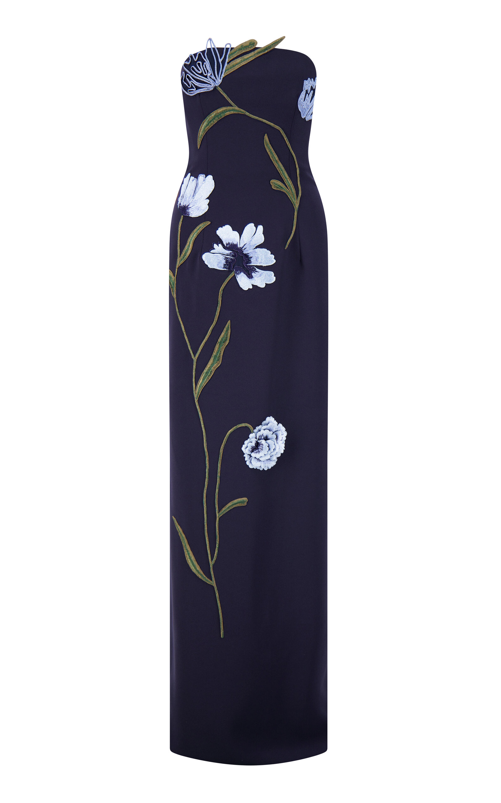 Lela Rose Lela Rose CordEmbroidered Floral Crepe Strapless Gown