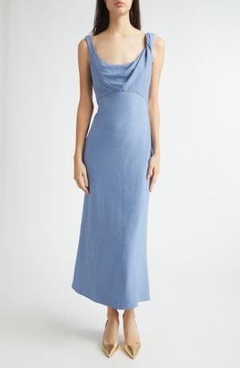Lela Rose Lela Rose Cowl Neck Twist Strap Dress