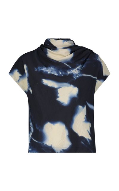 Lela Rose Lela Rose Draped Abstract Floral Crepe Top