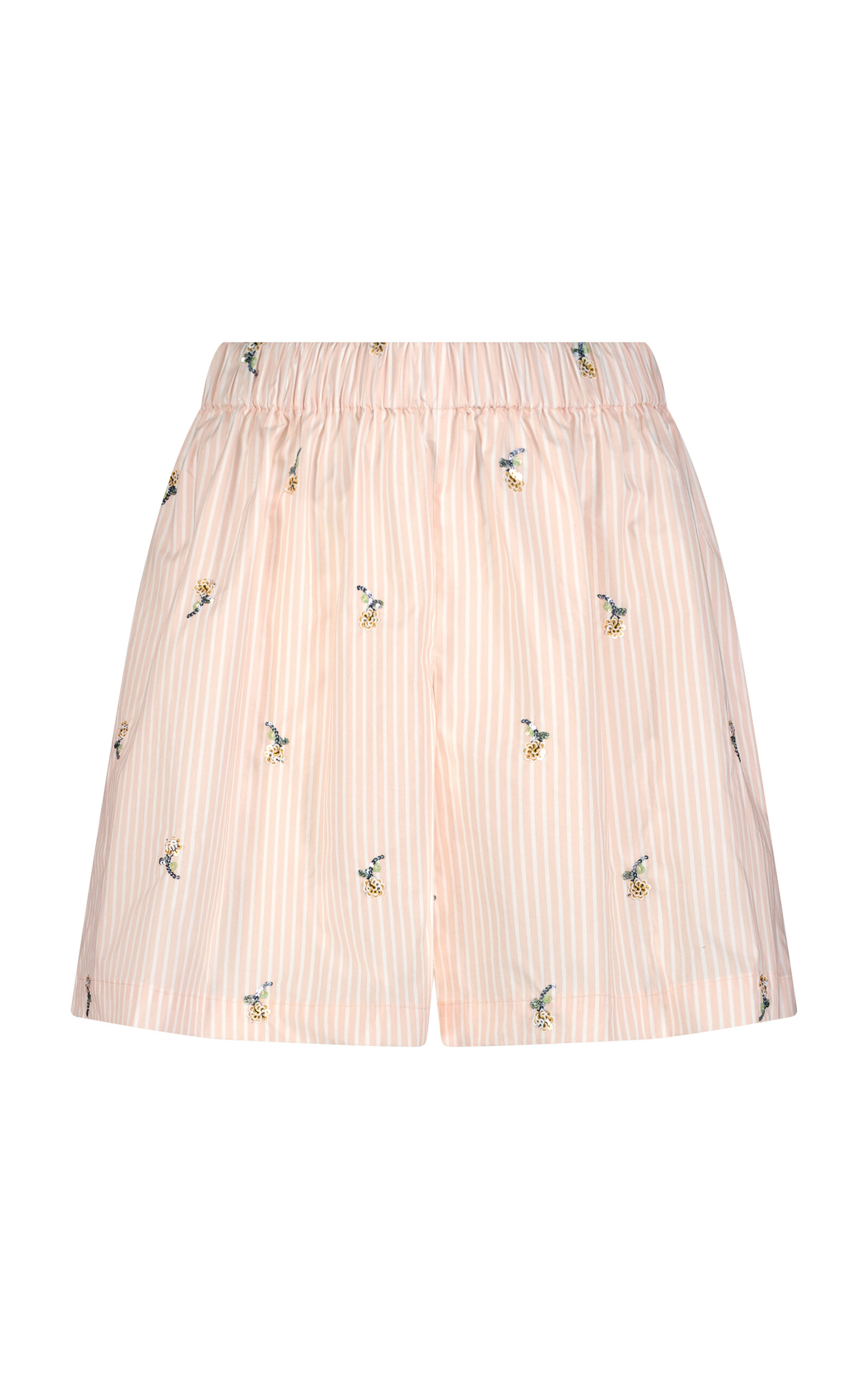 Lela Rose Lela Rose Embroidered Striped Cotton Shorts