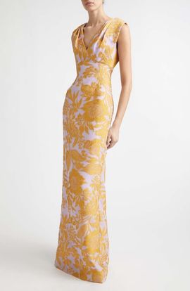 Lela Rose Lela Rose Floral Brocade Gown