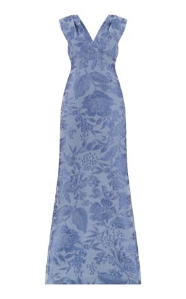 Lela Rose Lela Rose Floral Fil Coupé VNeck Gown