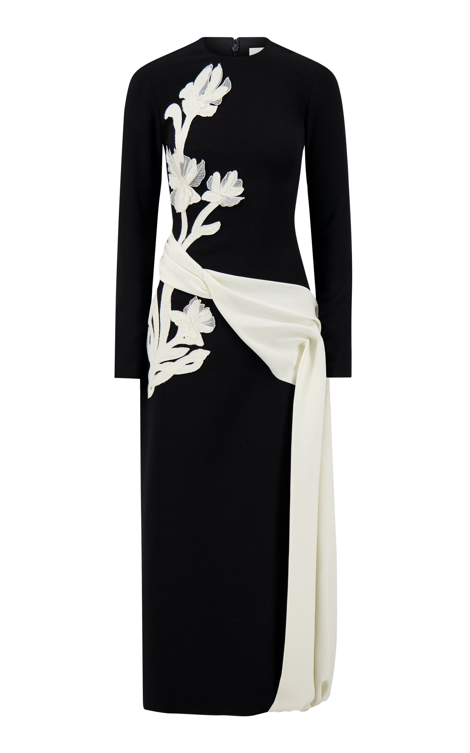 Lela Rose Lela Rose Floral Organza Embroidered Crepe Dress