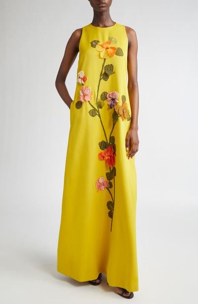 Lela Rose Lela Rose Francie Beaded Floral Appliqué Gown