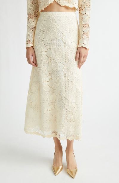 Lela Rose Lela Rose Lattice Guipure Lace Midi Skirt