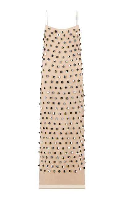 Lela Rose - PailletteEmbroidered Georgette Slip Dress