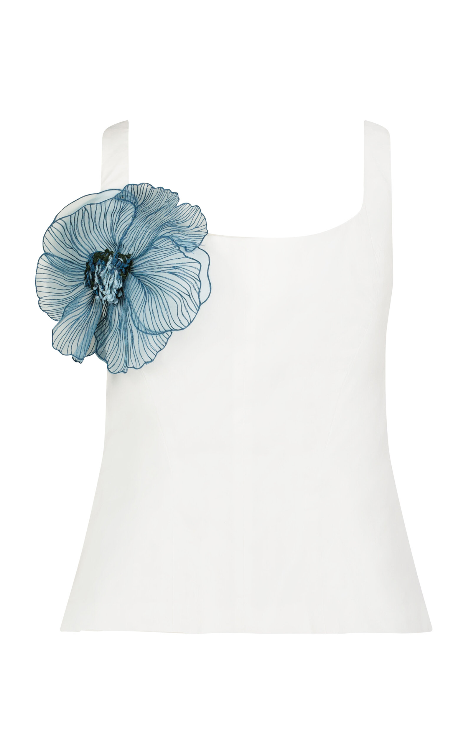 Lela Rose Lela Rose PeonyEmbroidered CottonPoplin ScoopNeck Top