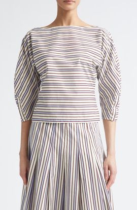 Lela Rose Lela Rose Stripe Dolman Sleeve Cotton Top