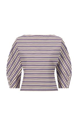 Lela Rose Lela Rose Striped Cotton Dolman Sleeve Top