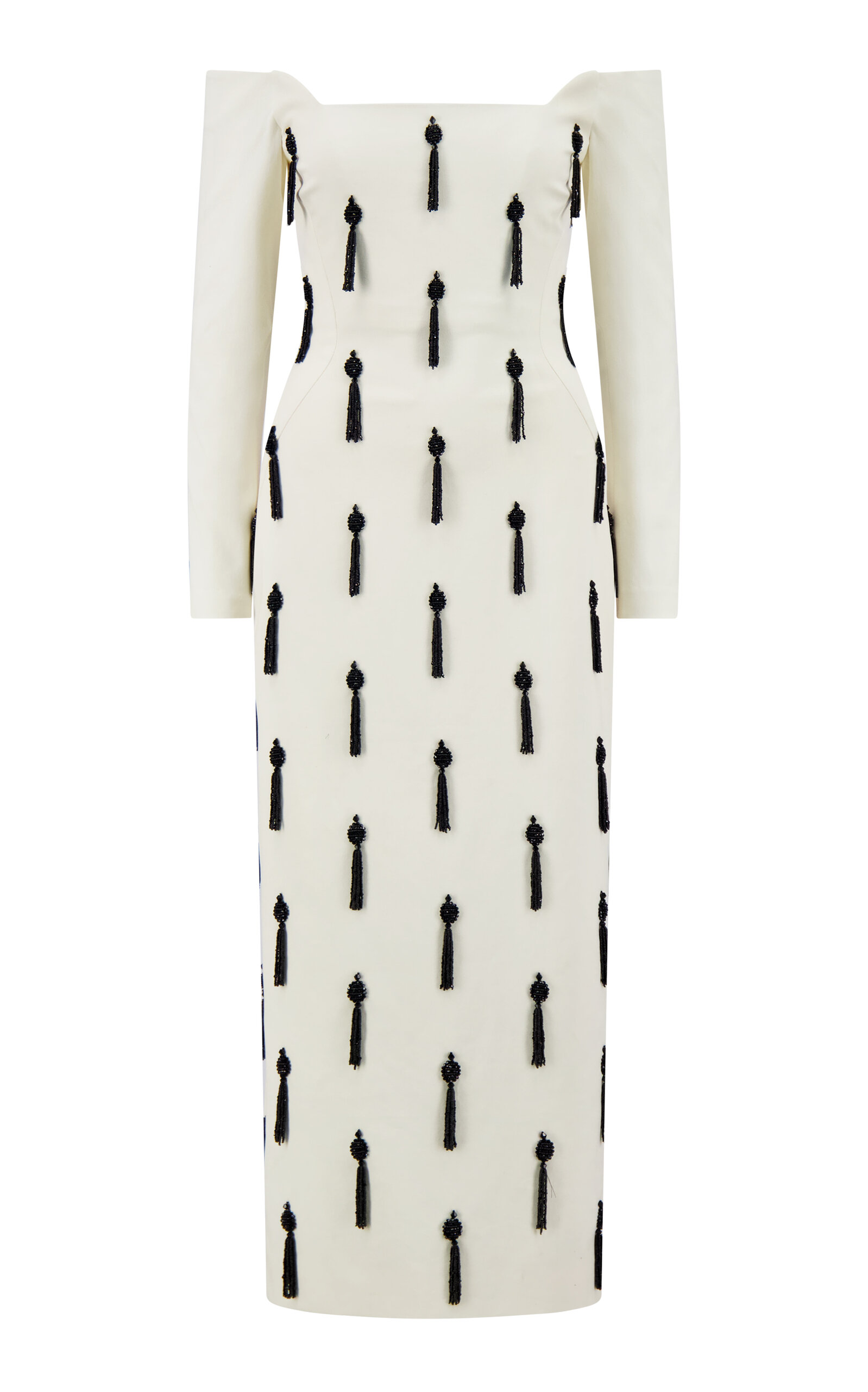 Lela Rose Lela Rose Tassel Embroidered StretchCotton Gown