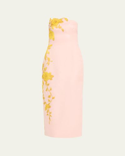 Lela Rose Strapless Rose Fil Coupe Ankle Cocktail Dress