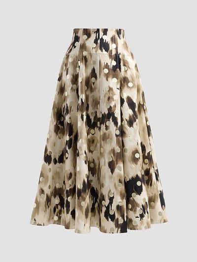 Lela Rose Women's Parker Ikat Polka Dot Midi-Skirt