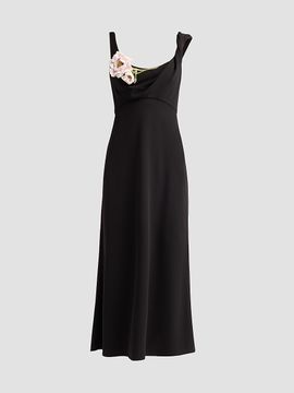 Lela Rose Women's Peony-Embroidered Twist Midi Dress