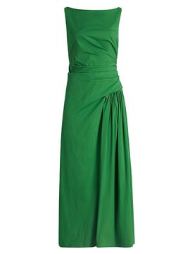 Lela Rose Women's Poplin Cotton-Blend Flounce Midi-Dress