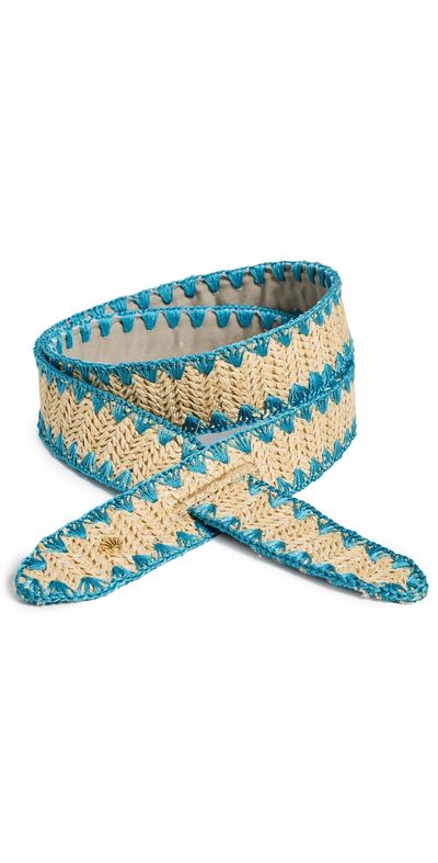 Lele Sadoughi Lele Sadoughi Adjustable Raffia Knot Belt Turquoise One