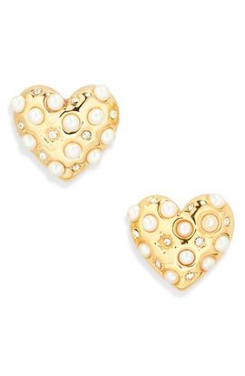 Lele Sadoughi Lele Sadoughi Celestial Faux Pearl Heart Stud Earrings