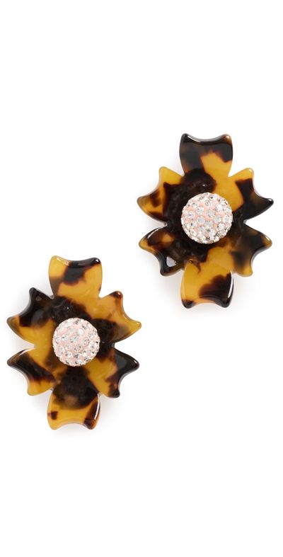 Lele Sadoughi Lele Sadoughi Crystal Button Earrings Tortoise One