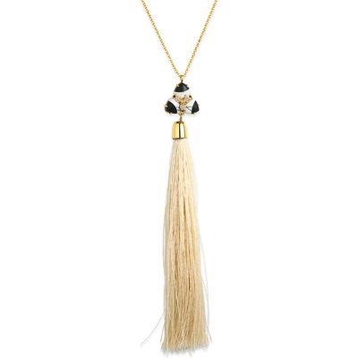 Lele Sadoughi Lele Sadoughi Crystal Orchid Tassel Necklace