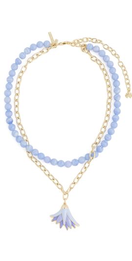 Lele Sadoughi Lele Sadoughi Enamel Lotus Necklace Lavender One