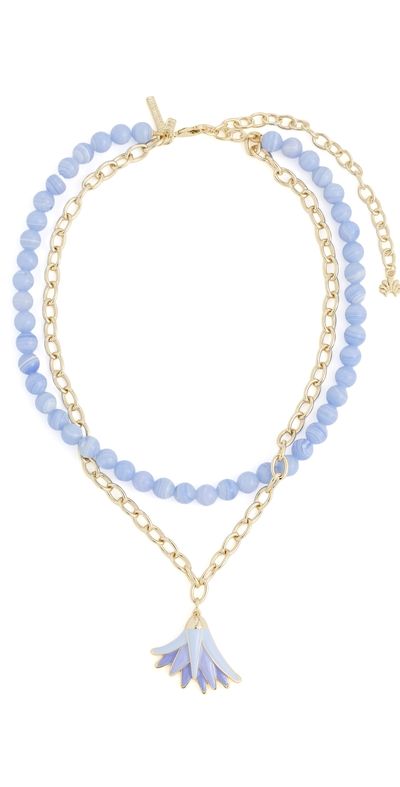 Lele Sadoughi Lele Sadoughi Enamel Lotus Necklace Lavender One