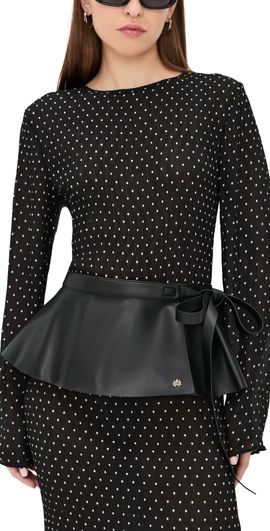 Lele Sadoughi Lele Sadoughi Faux Leather Peplum Belt Jet One