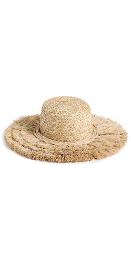 Lele Sadoughi Lele Sadoughi Fringe Straw Hat Metallic One
