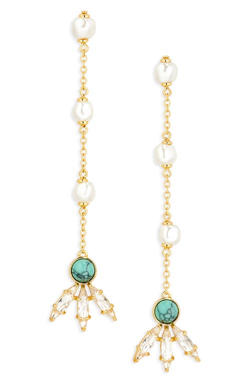 Lele Sadoughi Lele Sadoughi Marquise Crystal, Faux Pearl & Turquoise Linear Drop Earrings
