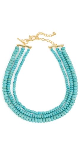 Lele Sadoughi Lele Sadoughi Multi Strand Necklace Turquoise One